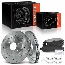 New Drilled Brake Rotor & Ceramic Brake Pads for Nissan Frontier 2005-2019 Front