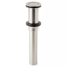 Signature EXTENDED PRESS TYPE POP-UP BATHROOM DRAIN NO OVERFLOW BRUSHED NICKEL