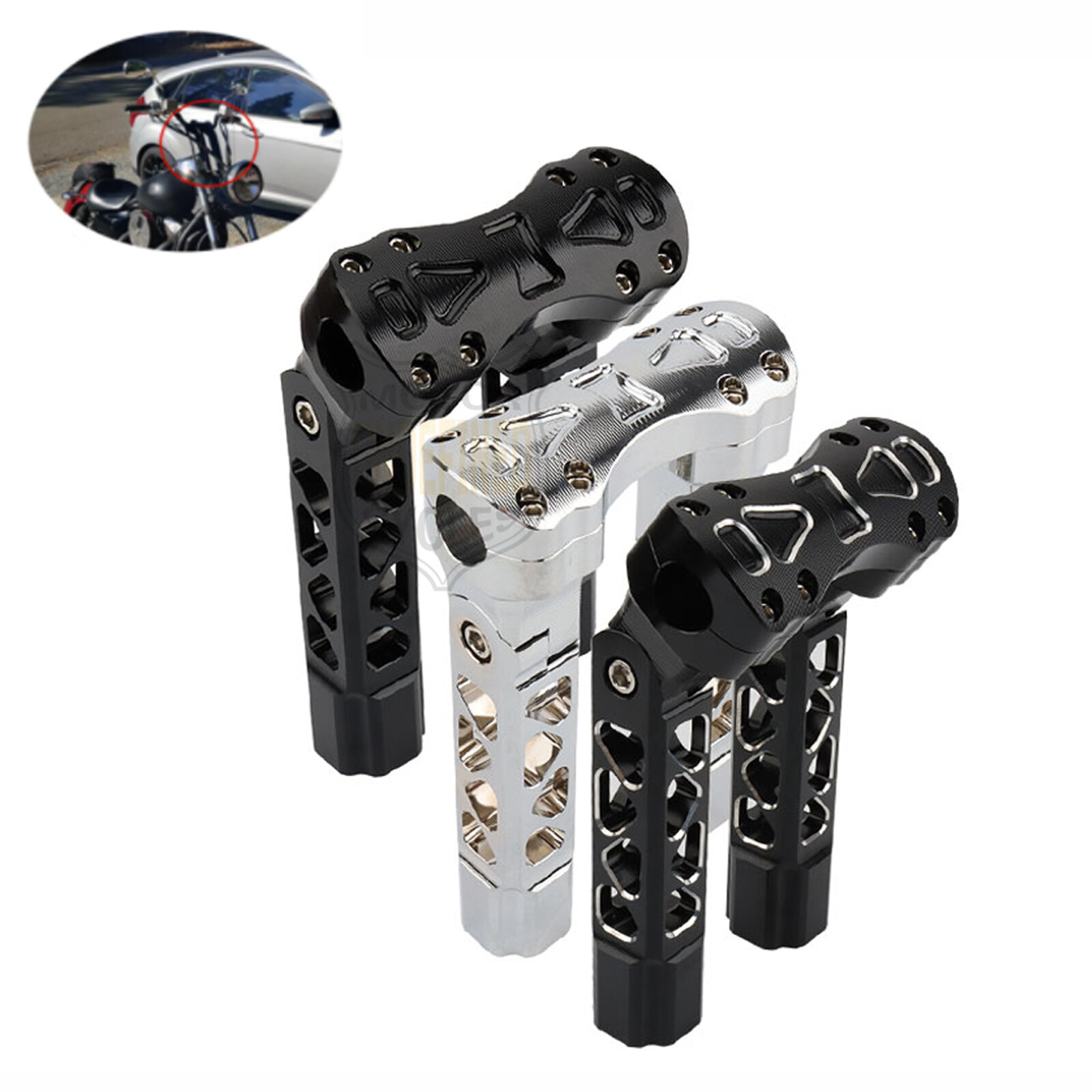 Pull Back Riser Extension 25mm One Piece Top Clamp Pullback Handlebar Riser Tall 8.5