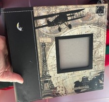 2 Vintage Look Photo Album Scrapbook Eifel Tower Planes Cars Stamps NEW OS