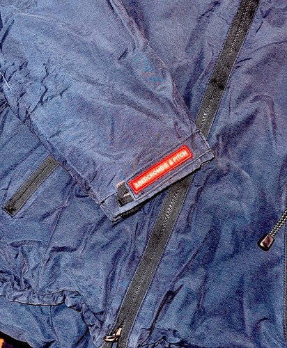 Abercrombie & Fitch Jacket Navy Blue & Off White Women’s Small Vintage Y2K Vguc - Picture 6 of 11