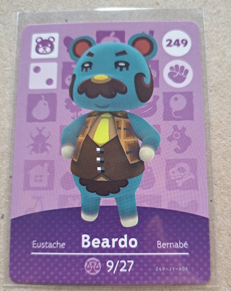 Beardo #249 Animal Crossing Amiibo Card – Series 3, Authentic Nintendo, Never Scanned