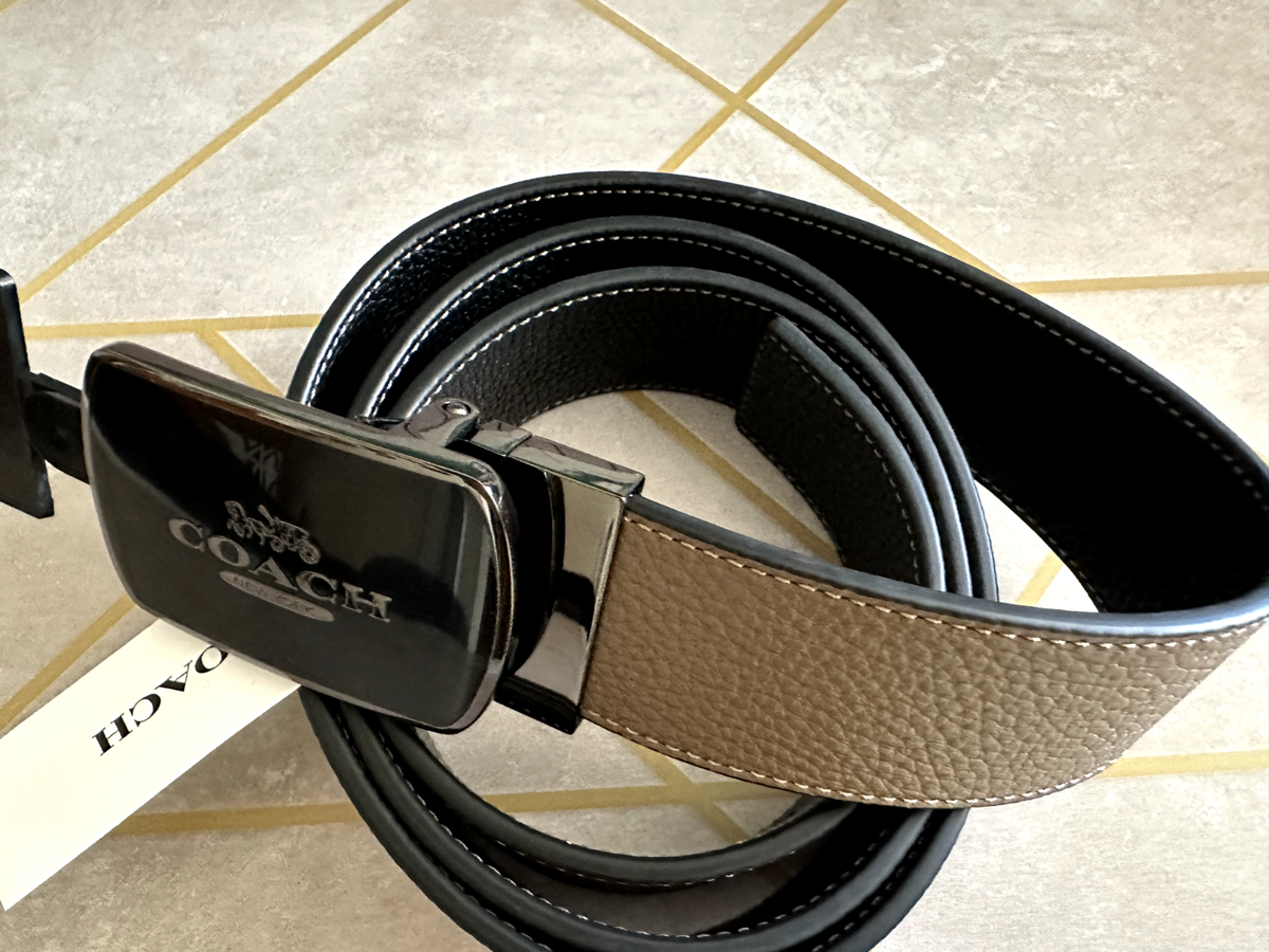COACH Plaque Buckle Cut To Size Reversible Belt, 38 Mm Dark  display picture 1