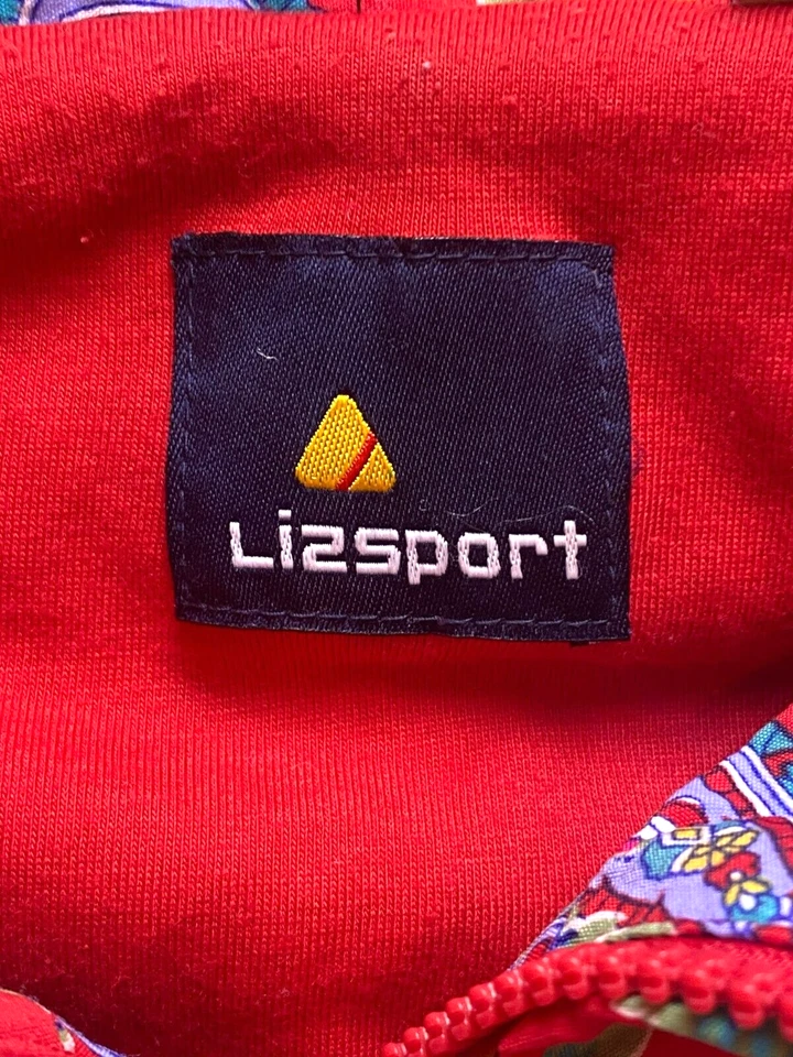 Chaqueta De Colección LIZSPORT Liz Claiborne Mujer Grande Roja Azul AOP Paisley Flor Con Capucha Foto 3 de 4