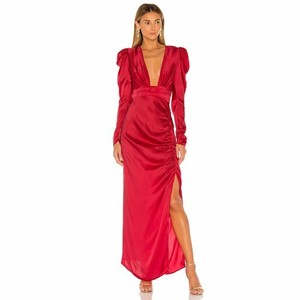 bright red satin dress