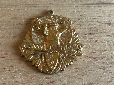 Massachusetts Firemen's Convention Medal FOB Deco State Seal 1911 Vtg Antique
