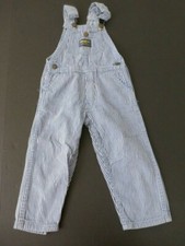 OshKosh B'Gosh Boy Girl SZ 3T Vestbak Overall Vintage Blue Engineer Stripe Denim