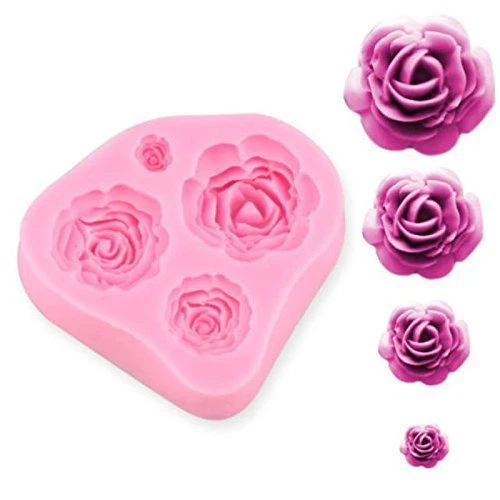 Roses Mould Flowers 4 cell Cake Decorating Fondant Icing Chocolate Resin Silicon - Image 2 of 4