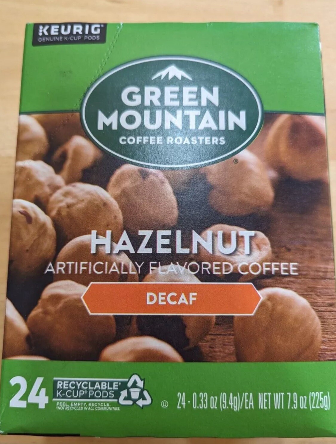 Hazelnut Decaf Coffee, K-Cup pods, GREEN MOUNTAIN Light Roast