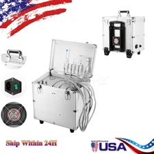 Portable Dental Delivery Unit  Syringe Suction Turbine Air Compressor 4Holes