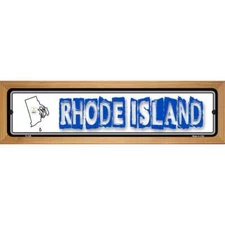 Rhode Island State Outline Novelty Wood Mounted Metal Small Street Sign WB-K-338