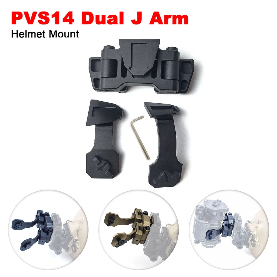 Dual PVS14 Night Vision Bridge NVG J-arm Helmet Installation for Binocular Metal