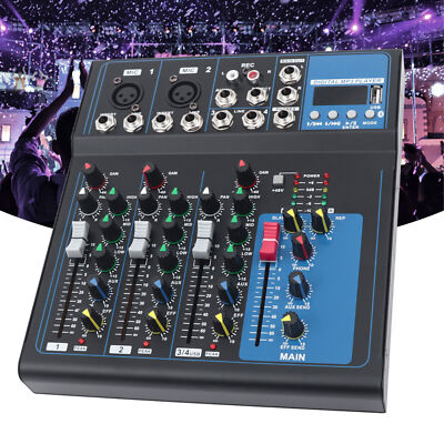 4 Channel Professional USB Mini Studio Audio Mixer Board BT Sound Mixing Console
