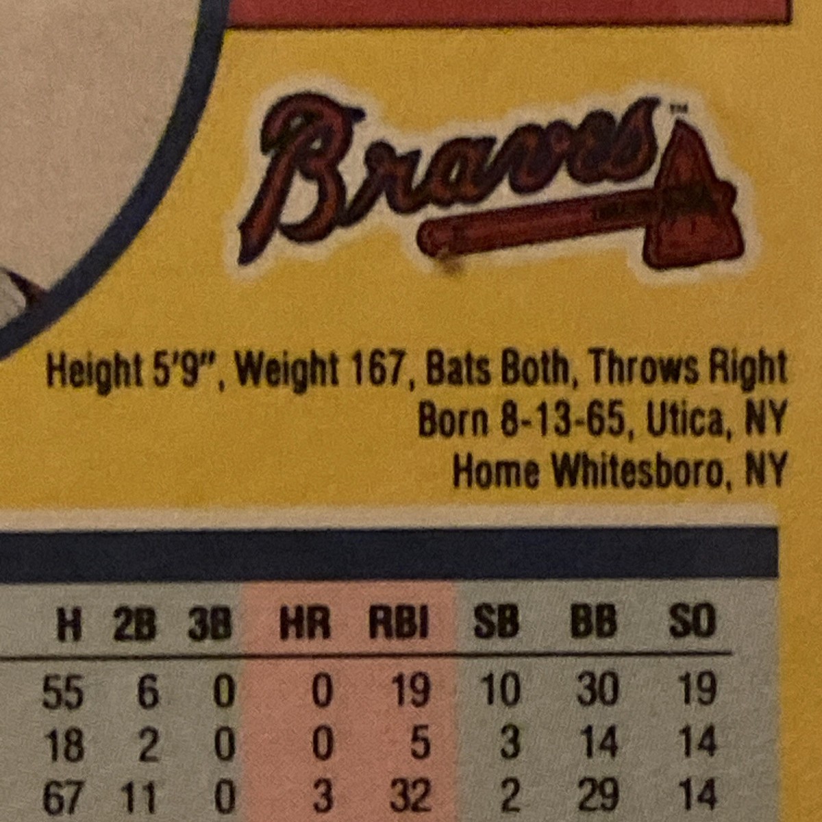1991 Fleer Mark Lemke Atlanta Braves #696 Missing “.” In USA
