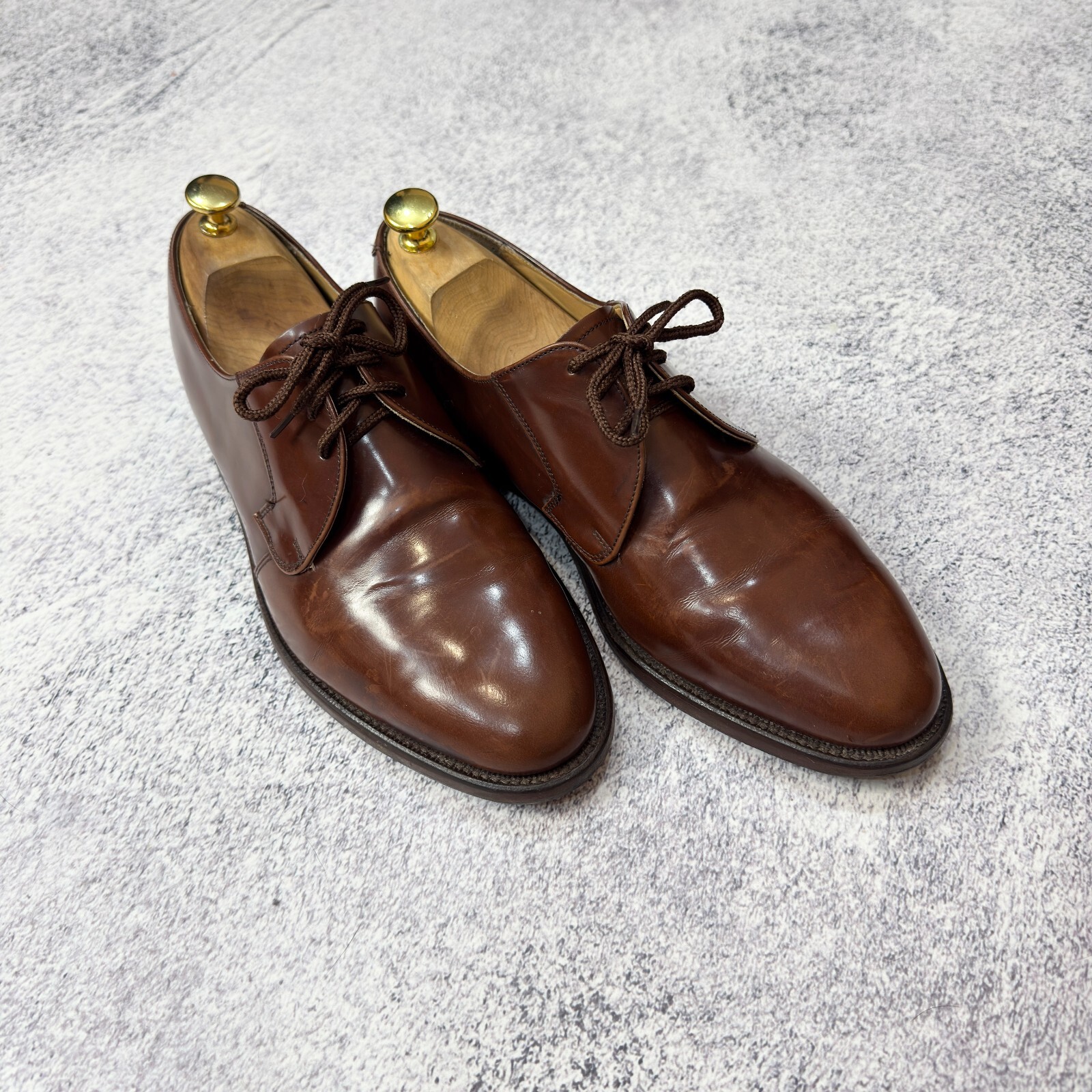 SAOLA Barker England Derby da uomo in pelle marrone Goodyear saldato US9 5G