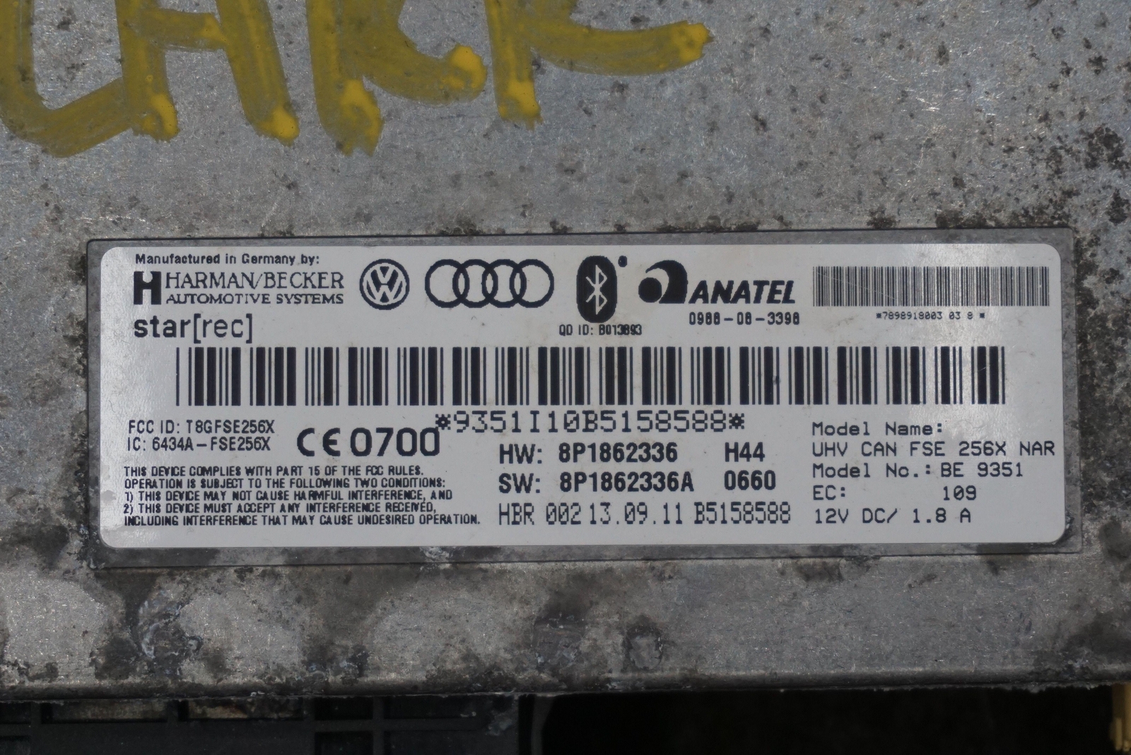 Bluetooth Communication Cell Phone Module ECU 8P1862336 Audi R8 Type 42 2008-15
