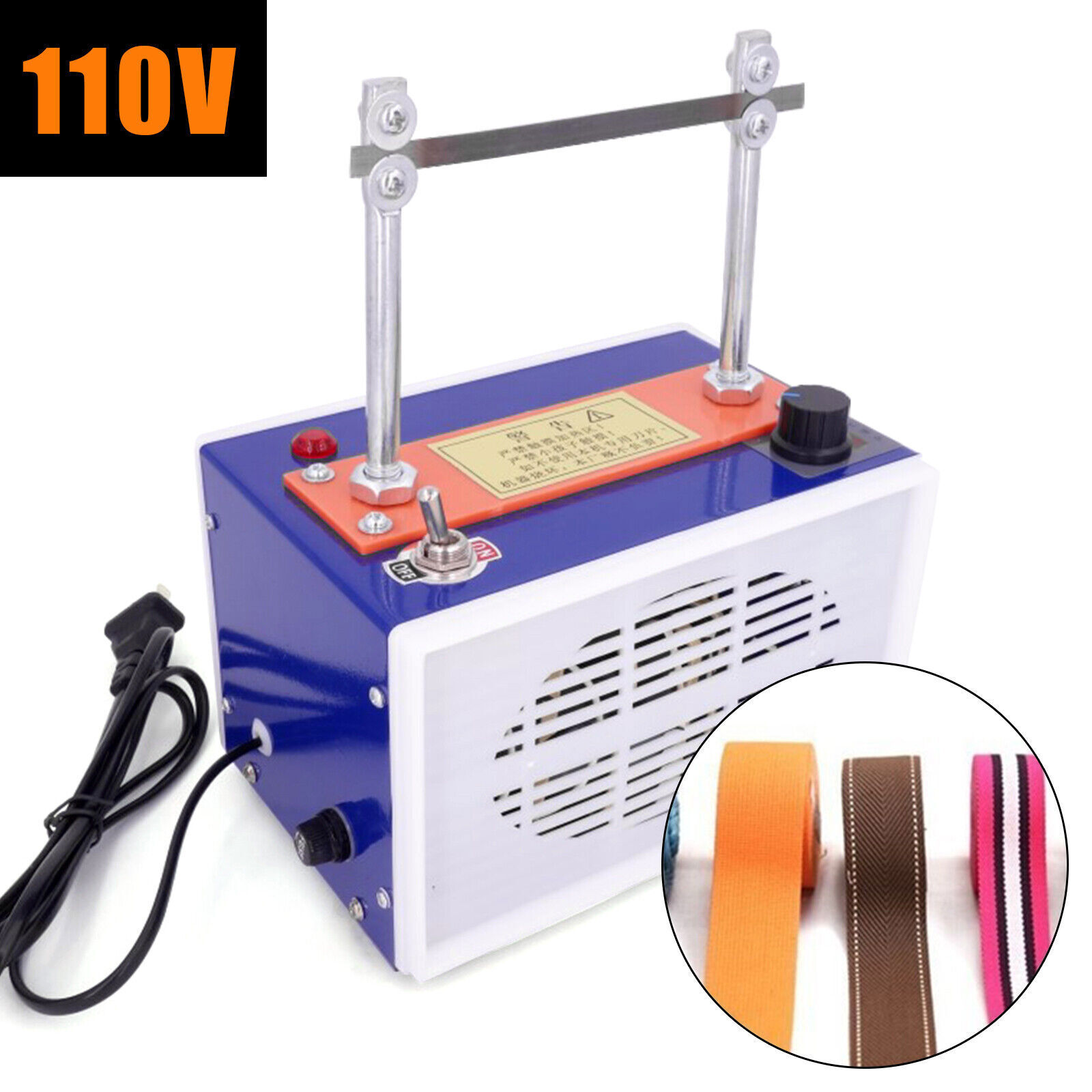 Heavy Duty Electric Rope Cutter Hot Knife Rope Cutting Machine w/3pcs Blade