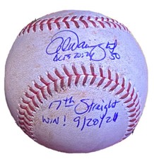 Adam Wainwright St. Louis Cardinals Game Used 17th Straight Win Signed Baseball