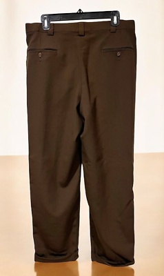 Vintage Brown Pleated Mens Trousers With Cuffed Hem & Zip Vintage Brown Pleated Mens Trousers With Cuffed Hem & Zip