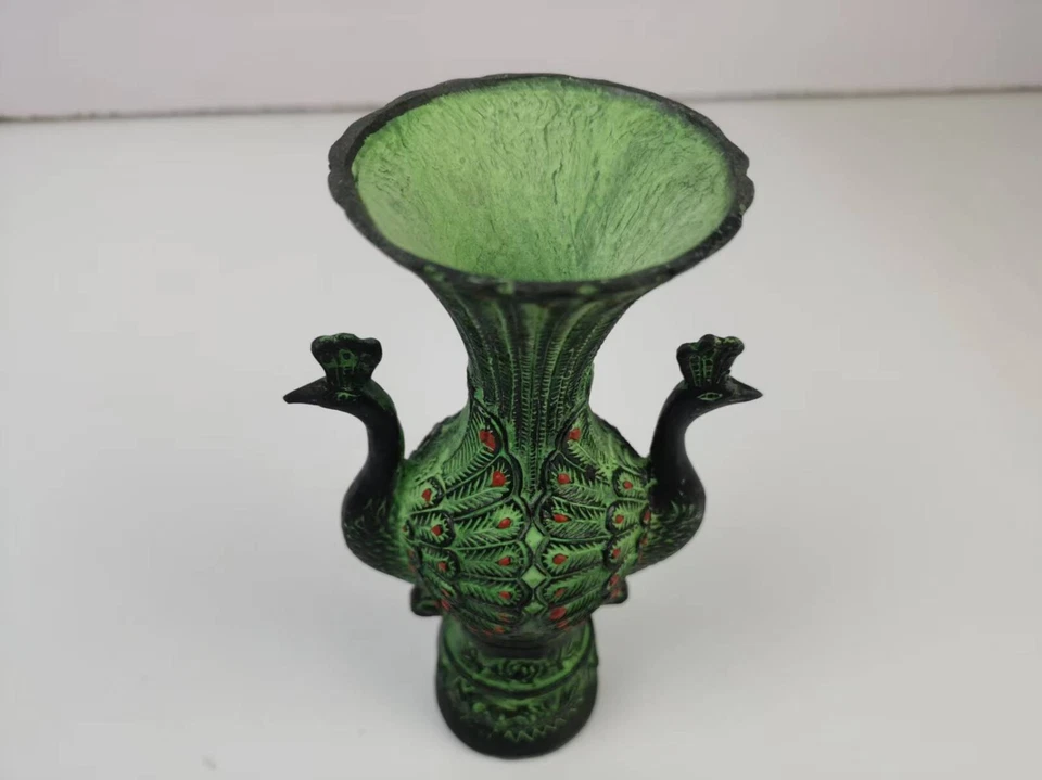 Chinese old Bronze, Double Phoenix shaped Vase Statue - Image 3 of 4