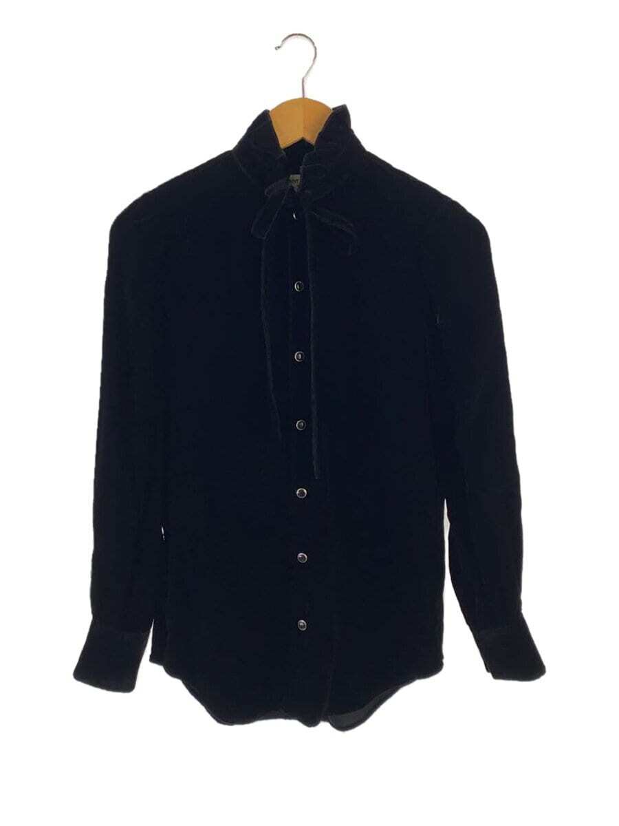SAINT LAURENT maglia top in velluto manica lunga nero XS