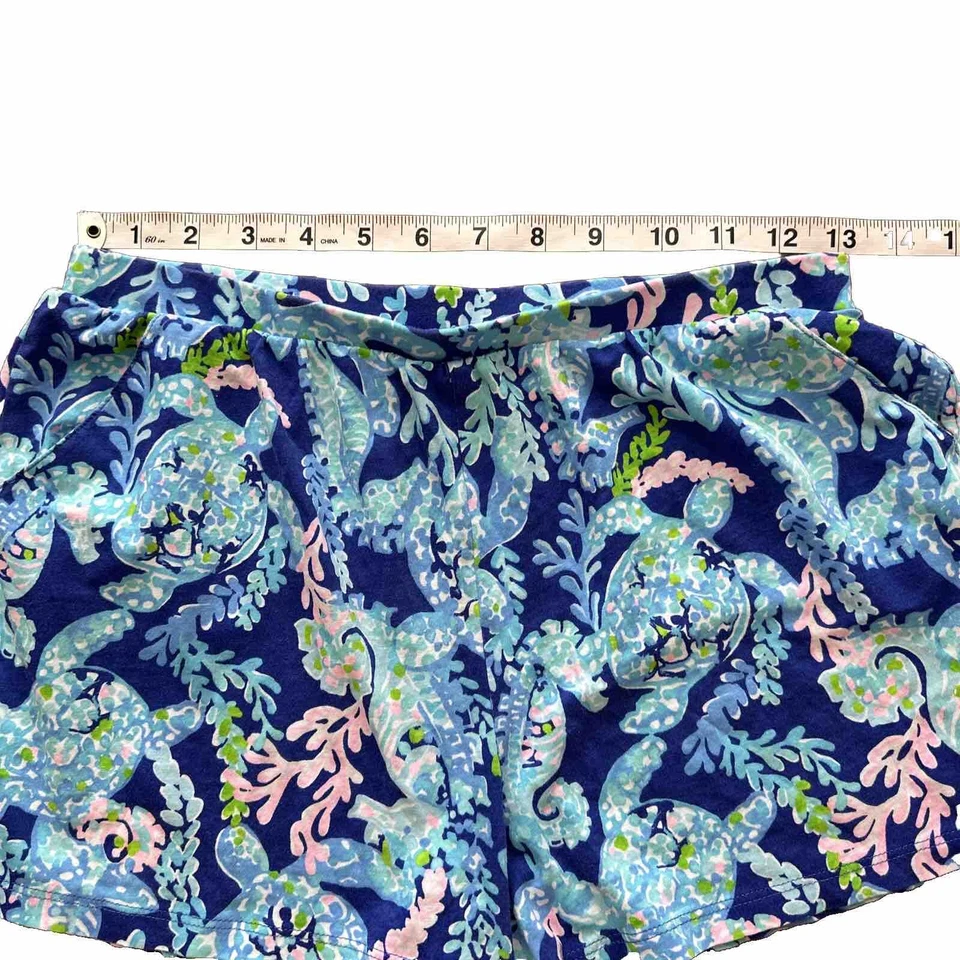 Pantalones Cortos Lilly Pulitzer Turtle Villa Ygritte Niñas XL 12-14 Azul Rosa Playa Foto 4 de 4