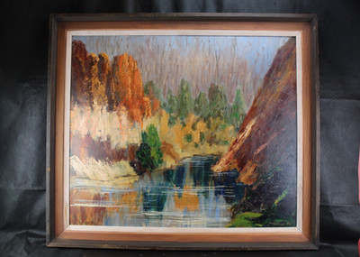 Large Mid-Century American Impressionist Landscape - Southwest Canyon - Oil