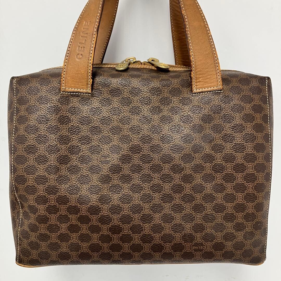 Celine Vintage Macadam Mini Boston Bag Brown Leather … - Gem