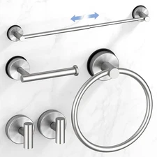 Brushed Nickel Suction Cup Bathroom Accessories Set,Towel Racks for Bathroom,...