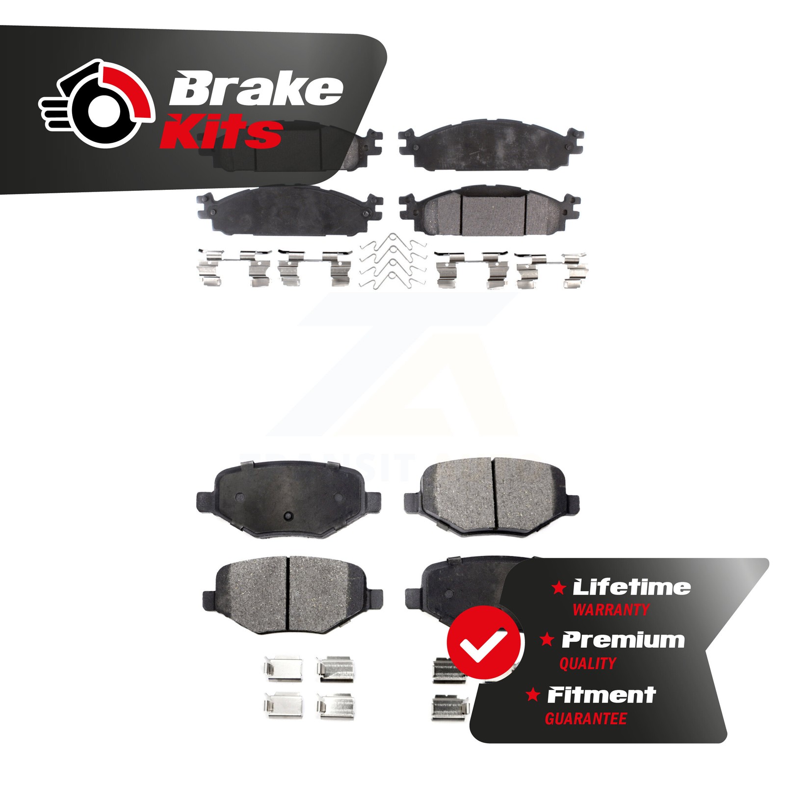 Front Rear Semi-Metallic Brake Pads Kit For 2011-2019 Ford Explorer Base