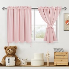 Pink Blackout Curtains for Girls Room, Short Curtains for Small Window, Therm...