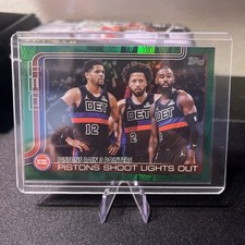 2025-26 Topps #279 Pistons Shoot Lights Out Green Foil /99 Cade Cunningham
