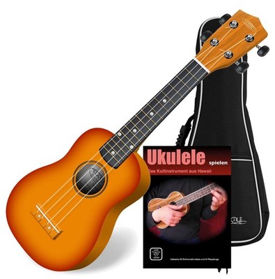 TOP Classic Cantabile Ukulele Uke Sunburst Set mit Tasche und Schule