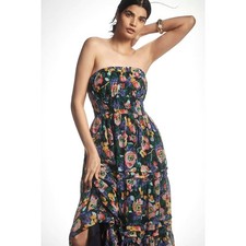 New Anthropologie The Somerset Strapless Maxi Dress $178 Medium Blue Floral