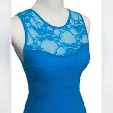NEW Blue Sexy Club Seamless Buttery Soft Textured Lace Sleeveless Dress — Party