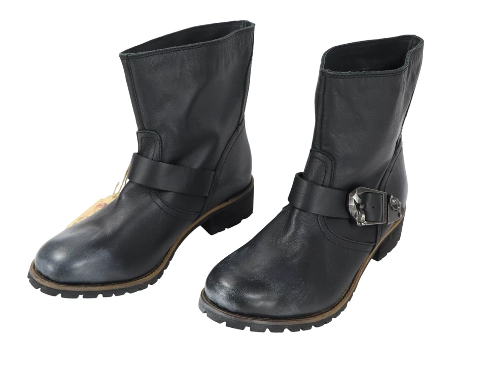 Botas DIESEL Blydge Para Mujer EU 39 Cuero Hebilla Negro Motociclista Foto 2 de 4