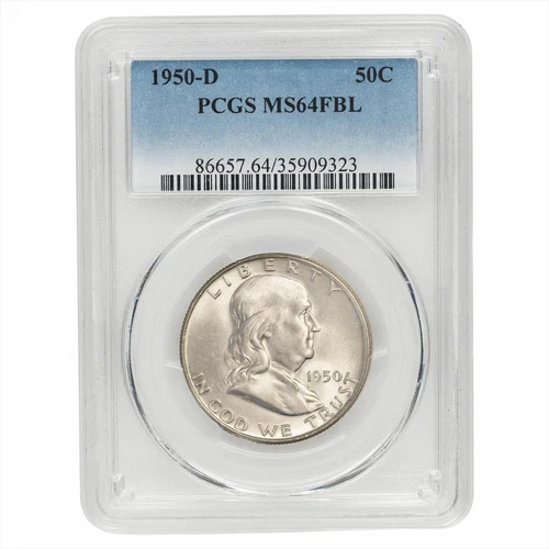 1950D Franklin Half Dollar 50C PCGS MS 64 FBL