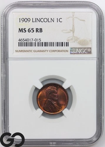 1909 Lincoln Cent Wheat Penny, Red Brown, MS 65 RB ** Nice 1st Yr Issue!