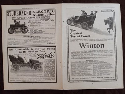 1903 Scribner s Magazine Brass Era Auto Ads Studebaker Electric Winton Rambler