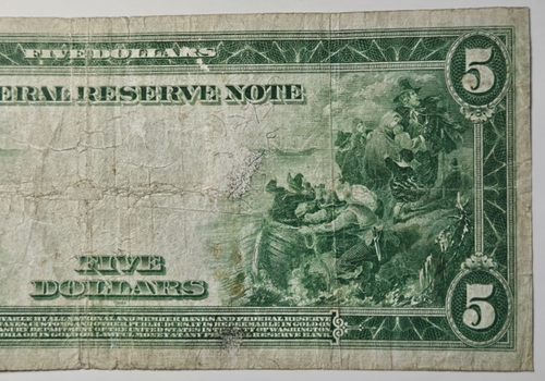 FR-875 1914 $5 F.R.N. OF CHICAGO (WHITE/MELLON) H38824275A - Picture 5 of 6