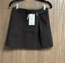 Zara Women  s Dark Brown Knit Mini Skirt Size S New