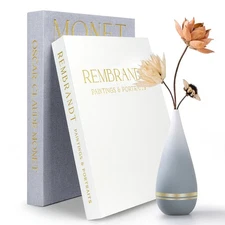 Decorative Books for Home Decor- 2Pcs Linen Decorative Boxes for Aesthetic Ro...