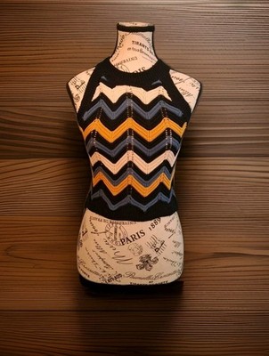 Elan Chevron Sweater Tank Top Medium M Knit Zig Zag Halter Sleeveless Cotton