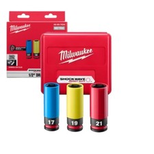Milwaukee 49-66-7834 1/2" Impact Socket Set Lug Nut Thin Wall 17 19 21mm