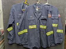 Lapco FR Work Shirts 3 Hi Vis Stripes Blue 100 Cotton Moisture Management 3XL