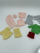 Vintage Handmade Crochet Barbie Clothes, 1960s Style Lot Of 4 Outfits