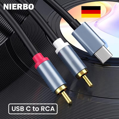 USB-C auf Chinchkabel 2x RCA Cinch Stecker Audio Stereo Y Splitter Adapterkabel