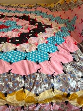 Oversized Vintage Quilt 86" X 130" Reversible Hand Tied Boho Patchwork Floral