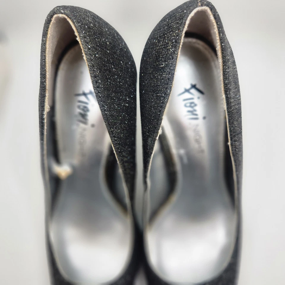 Zapatos de tacón alto Fioni Night para mujer talla 6 negros brillantes brillantes Jolly Joyeux Foto 3 de 4