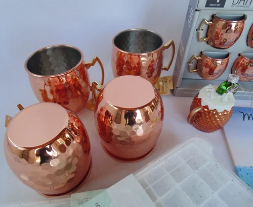 Lot 12pc Moscow Mule Mug Lrg Mini Shot Copper Silicon Ice Recipe Book Christmas